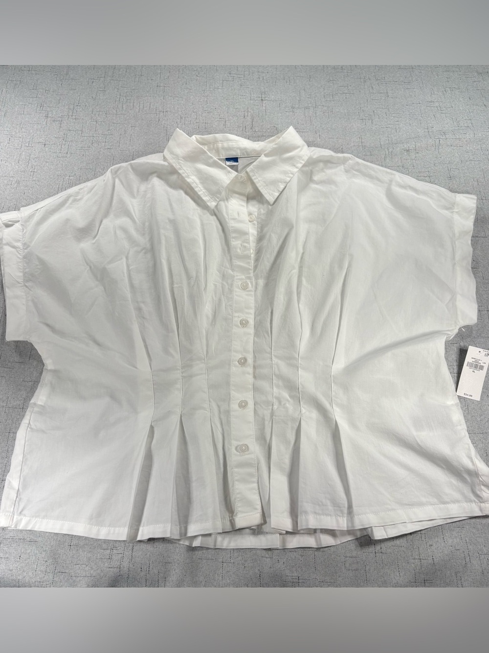Old Navy Women's White Button-Front Pleated Shirt